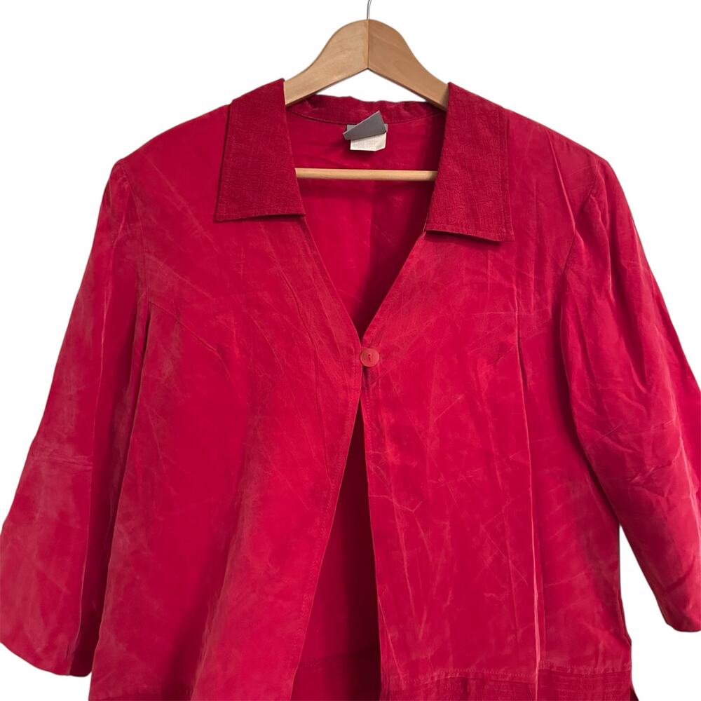 Vintage Rabbit Rabbit Rabbit Cold Rayon One Button Shirt Jacket Top Sz 16 - Picture 2 of 5